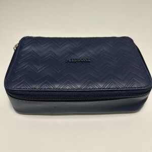 Navy Missoni faux leather vanity makeup bag case
In excellent condition